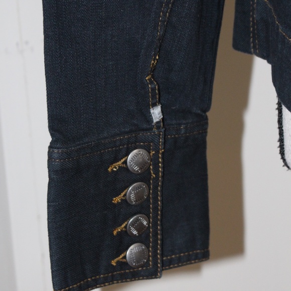 Chico's Platinum, dark denim jean  jacket   size   medium 8 - Picture 7 of 10